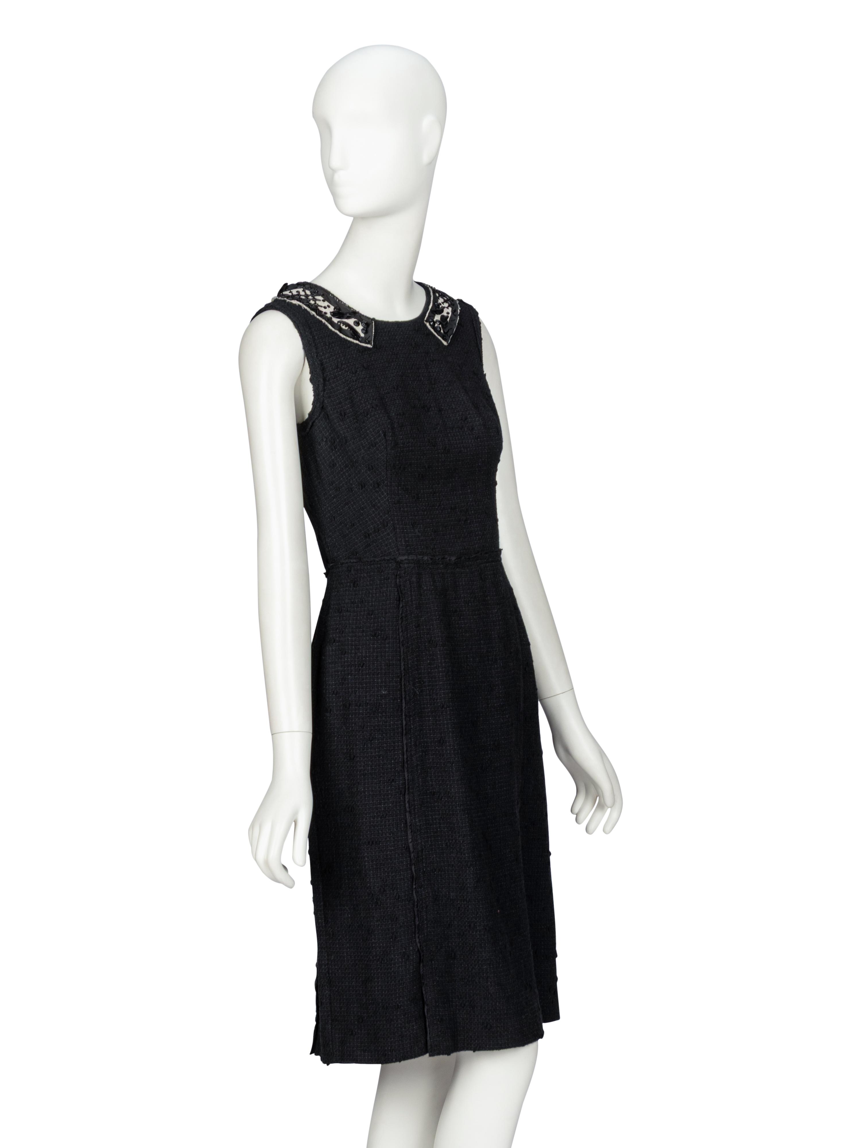 Prada, Black Tweed Dress & Nylon Handbag