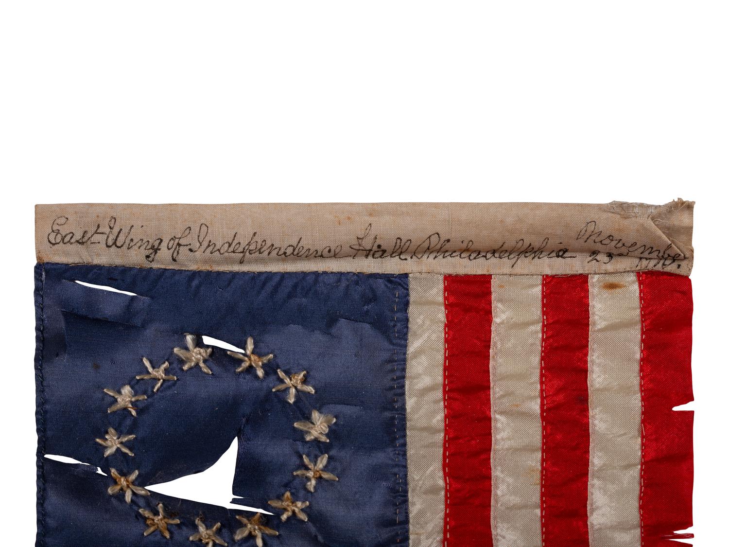 [FLAGS]. 13-star flag made by Betsy Ross' great granddaughter. Ca 1910.
