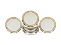 A Set of Twelve Tiffany & Co Porcelain and Palladium Decorated Bread Plates