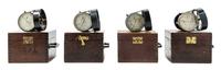 A Group of Four English Black Lacquer Airmeters Diameter of turbines 3 inches. — NEGRETTI & ZAMBRA, LONDON, EARLY 20TH CENTURY