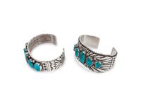 Sterling Silver and Lone Mountain Turquoise Cuff Bracelets