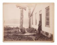 [NATIVE AMERICANS]. STODDARD, Seneca Ray (1844-1917), photographer. A group of 2 photographs of Tlingit Chief Shakes totem poles and home, Fort Wrangell, Alaska.