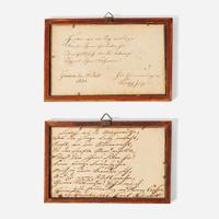 German School 19th century Two Miniature Works: Riverfront Views, one with Boating Scene, dated "1834"