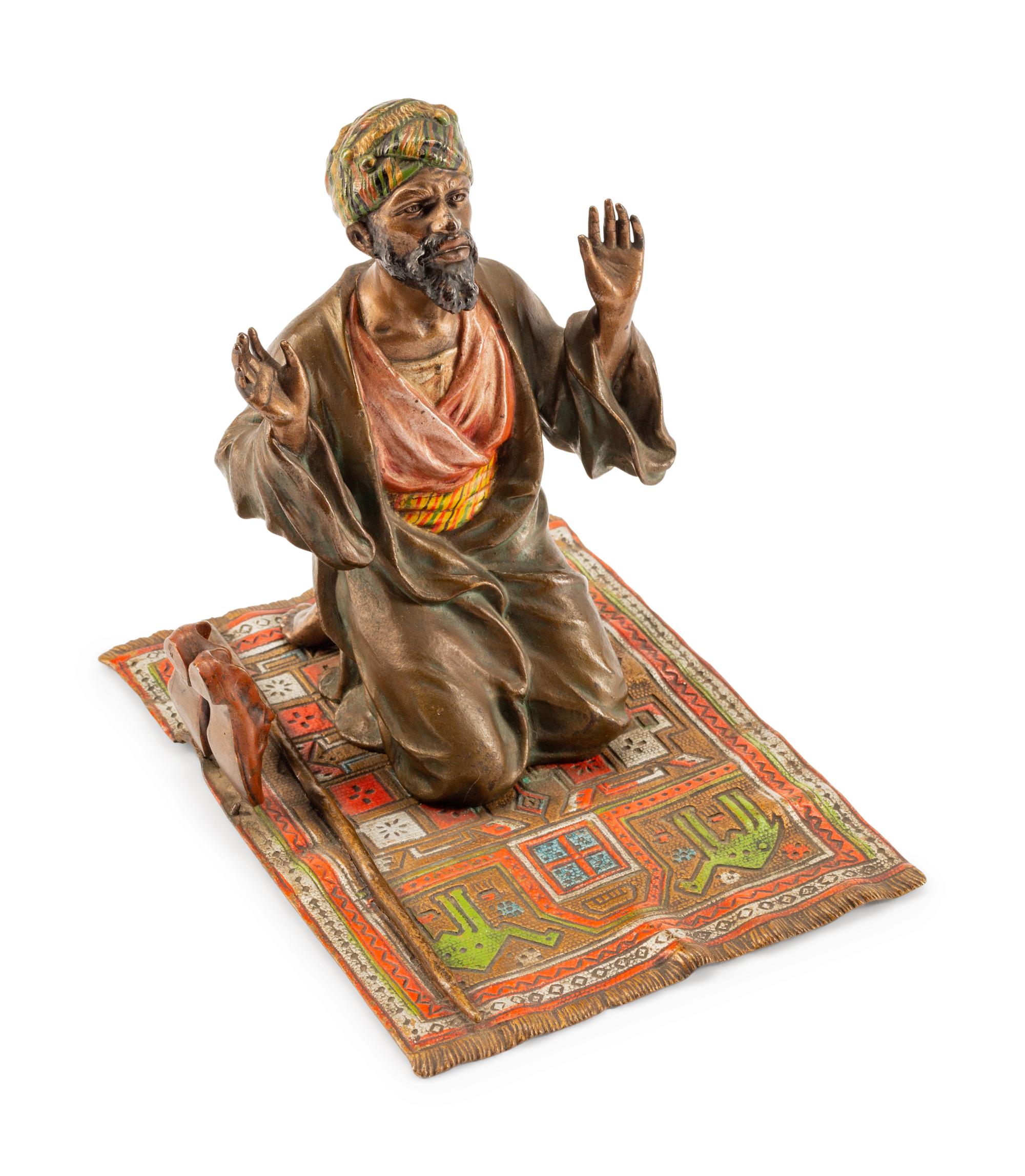 An Austrian Cold-Painted Bronze Figure of a Man in Prayer — EARLY 20TH CENTURY