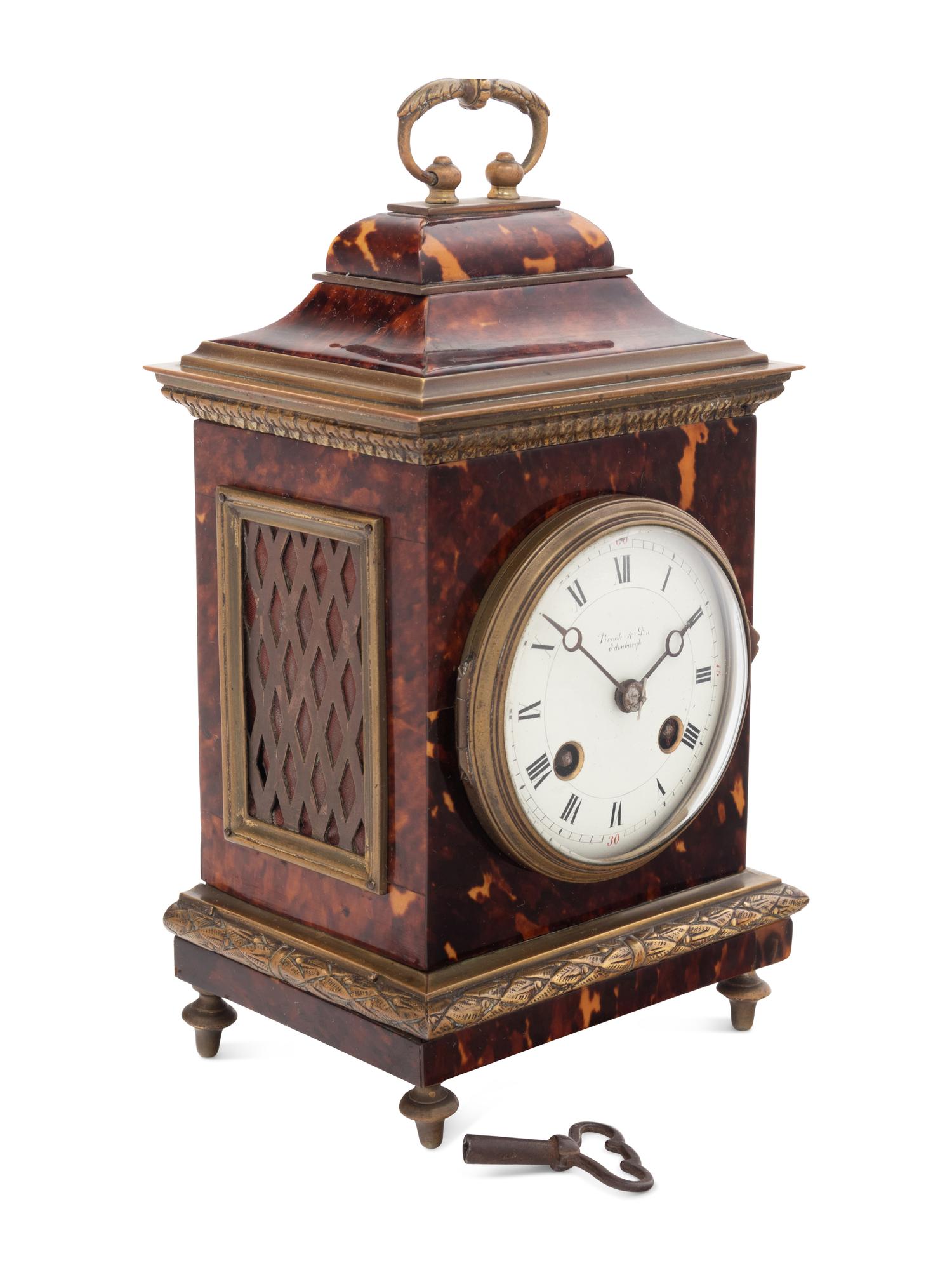 A Scottish Gilt Bronze and Tortoise Shell Mounted Bracket Clock