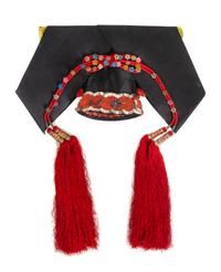 A Manchurian Hardstone Inset Silk Lady's Headdress, Qitou