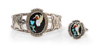 A Zuni Three Piece Set, Beverly Etsate Length of necklace 18 inches.