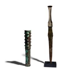A Luristan Bronze Mace Head and Sword