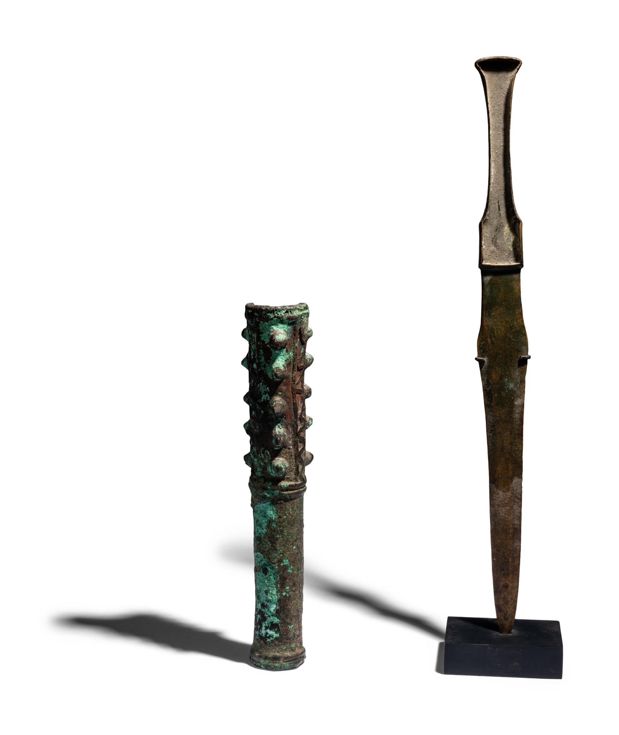 A Luristan Bronze Mace Head and Sword