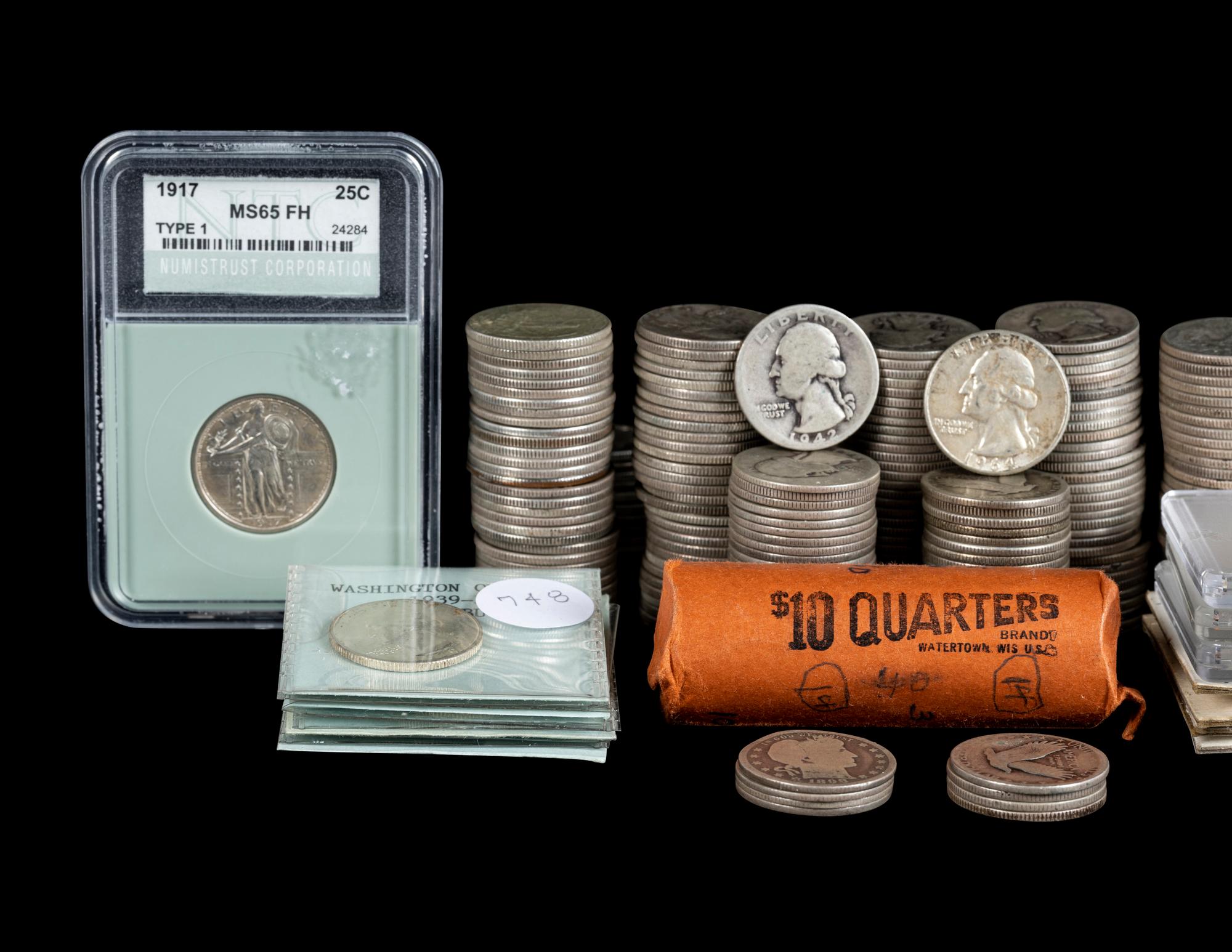A Large Collection of Pre-1965 25c Coins