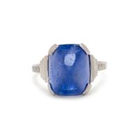 ART DECO, SAPPHIRE AND DIAMOND RING