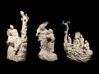 Three Chinese Dehua Blanc-de-Chine Porcelain Figural Groups
