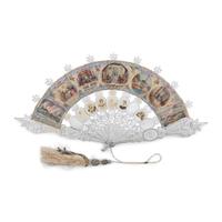 [LINCOLN MOURNING]. A unique Lincoln mourning fan produced for display at the 1867 Paris Exposition. Habana/Paris: Designed by August E. A. Luce for Bartolomé Crespo De Borbon, 1866.