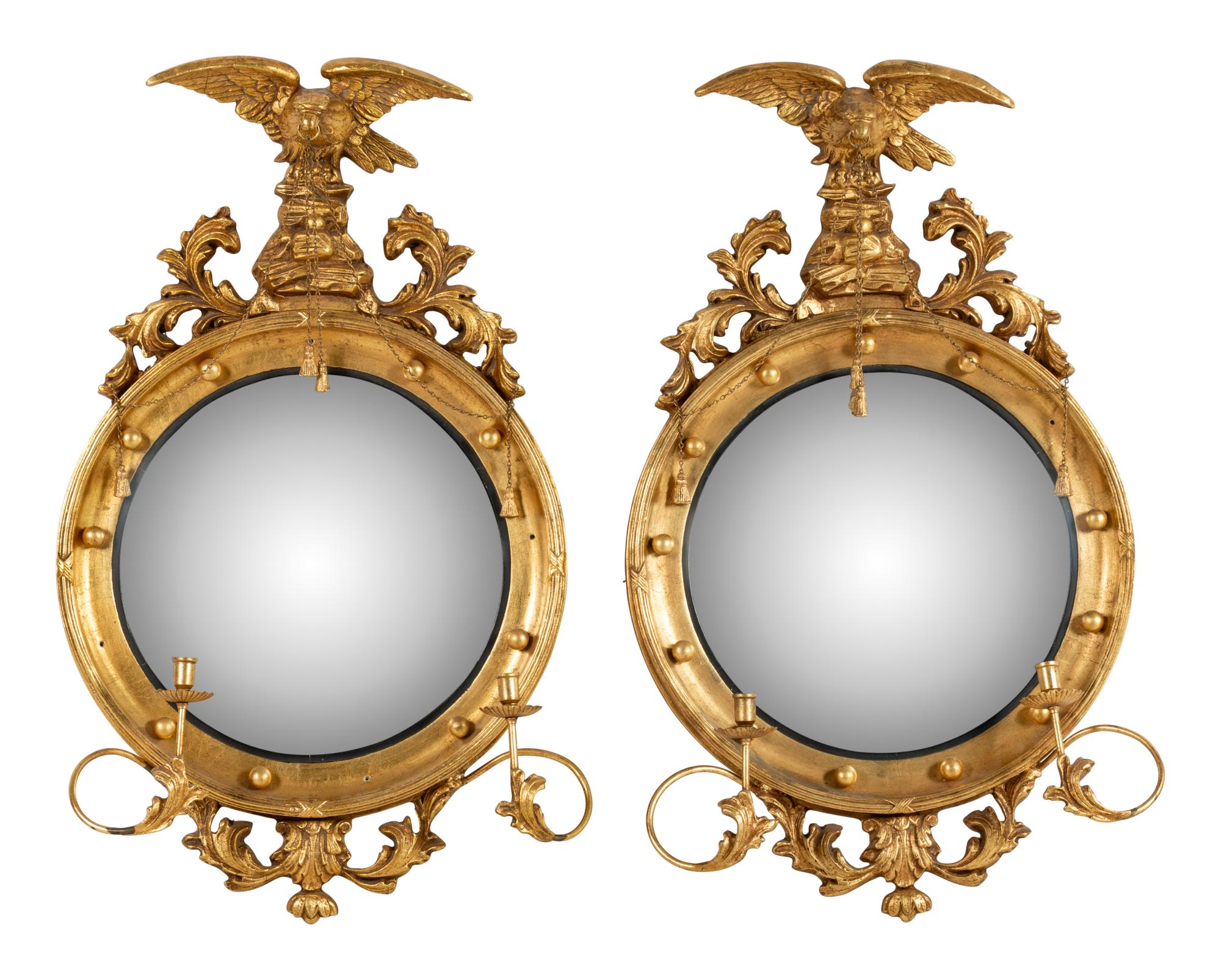 A Pair of Regency Style Giltwood Girandole Mirrors