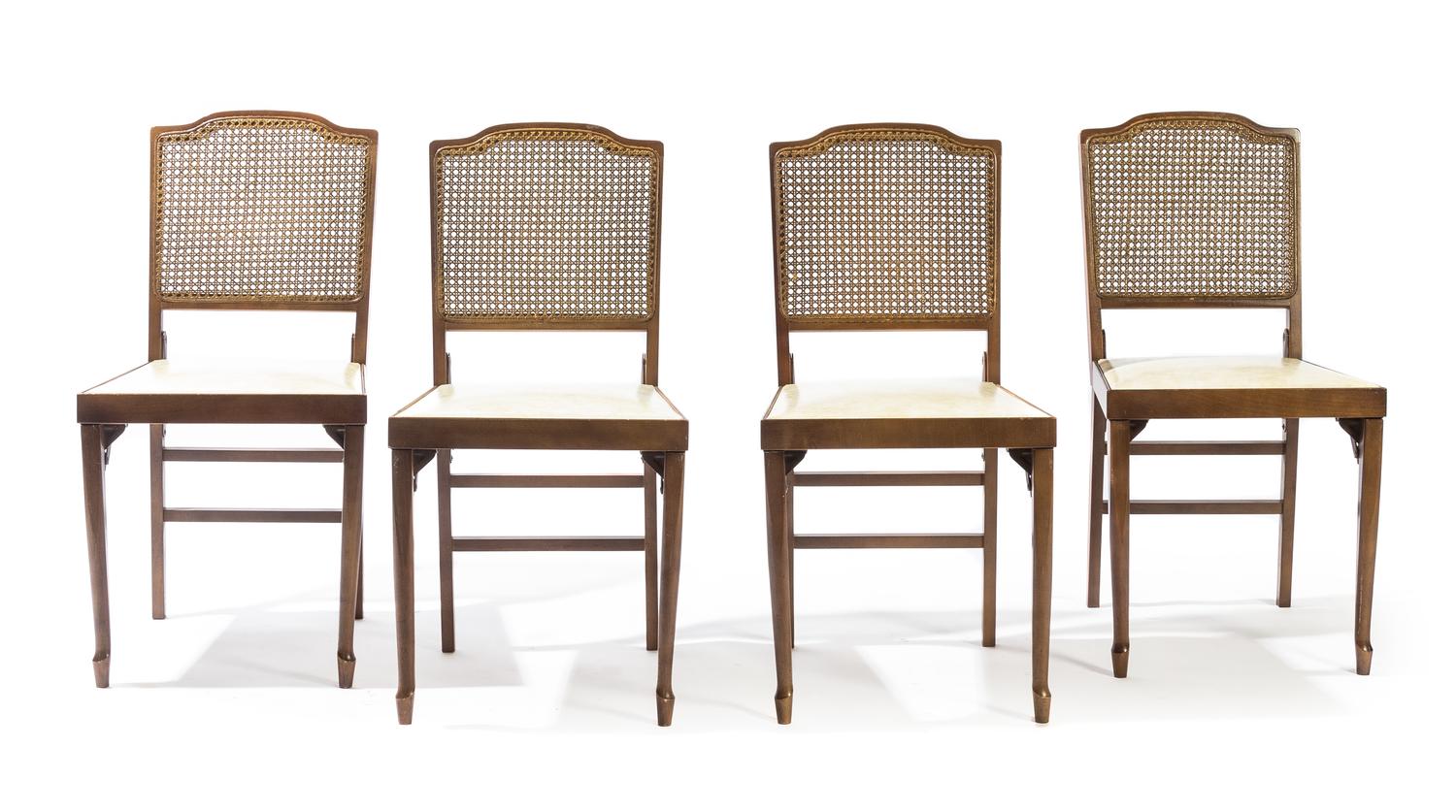 Four Modern Wood Folding Chairs, LEG-O-MATIC Height 32 inches.