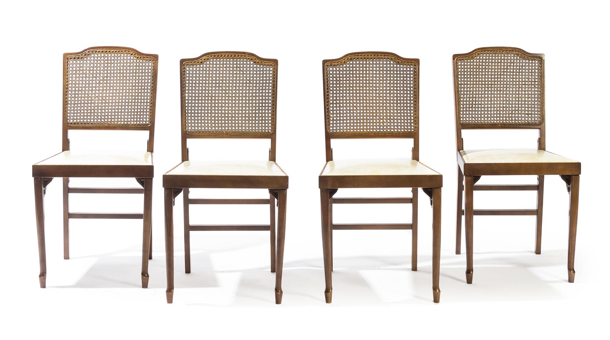 Four Modern Wood Folding Chairs, LEG-O-MATIC Height 32 inches.