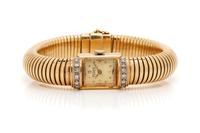 VAN CLEEF & ARPELS, RETRO, YELLOW GOLD AND DIAMOND WRISTWATCH