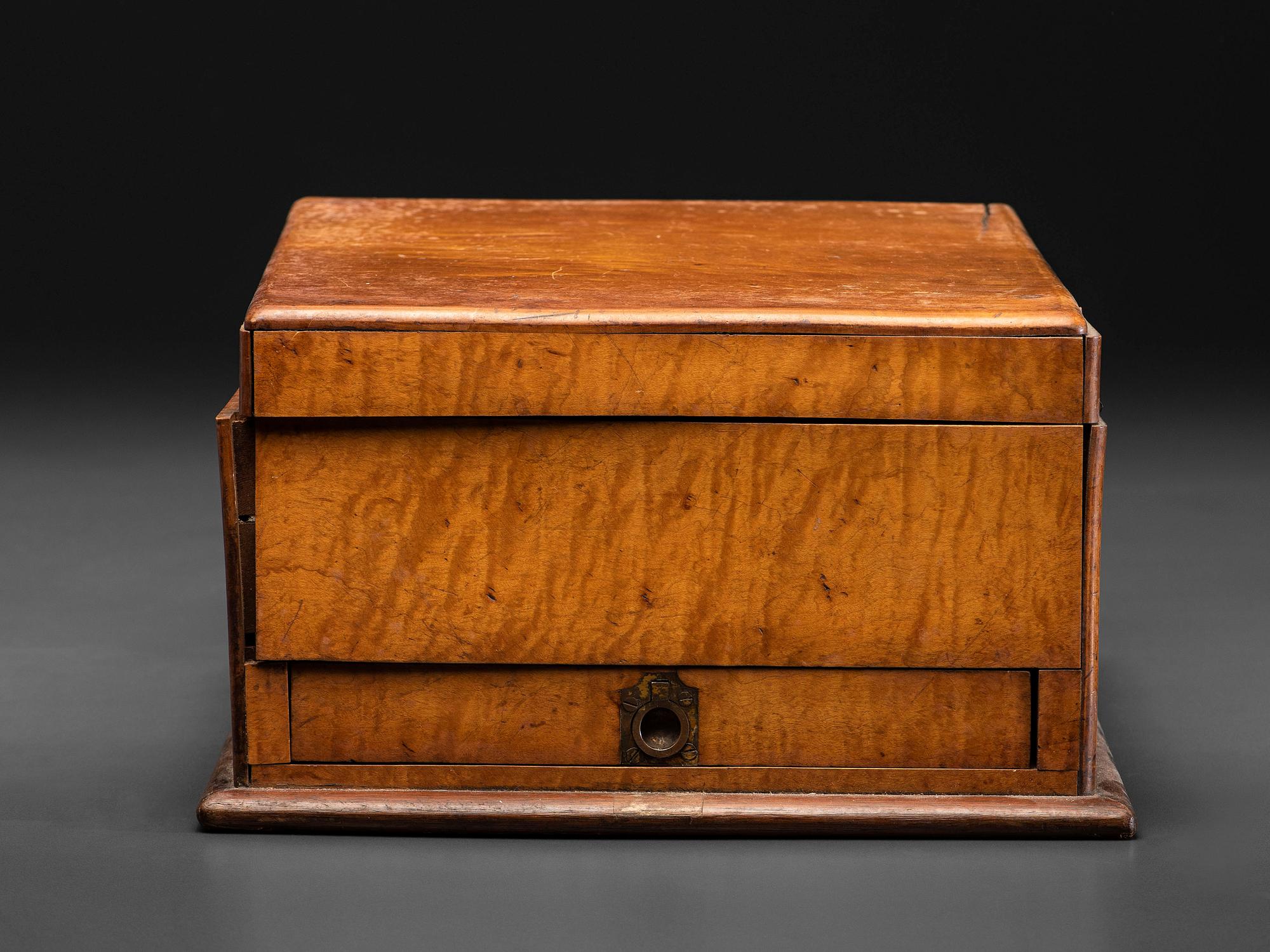 A Victorian Maple Artist's Box with Contents