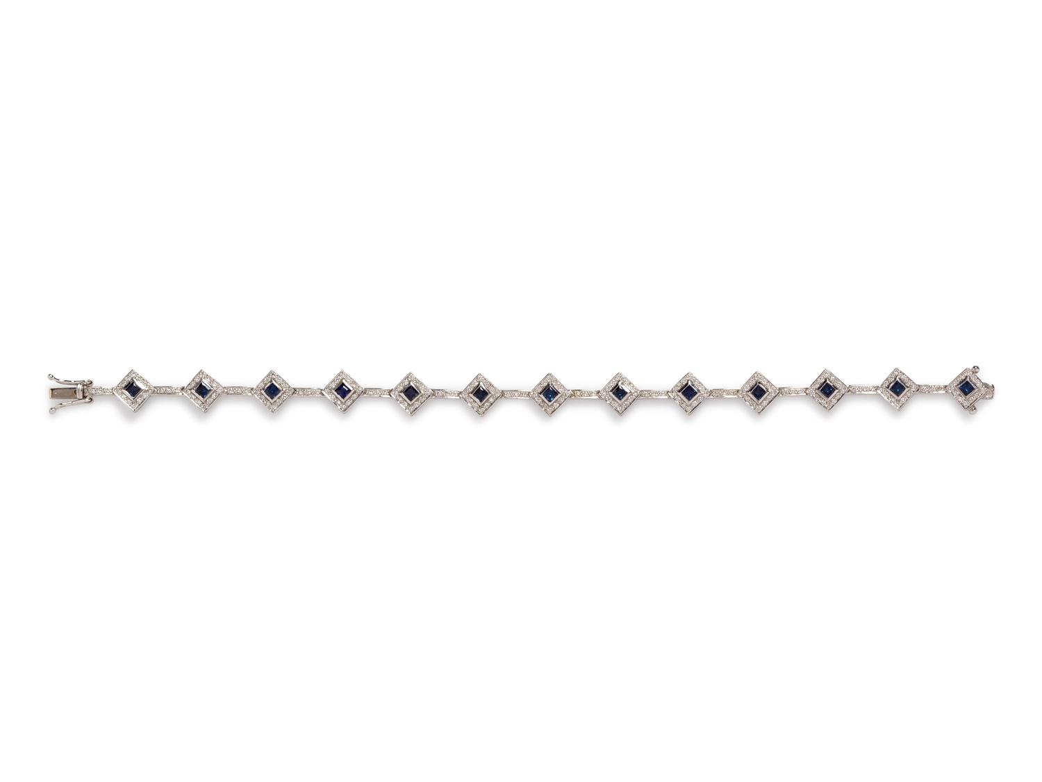 An 18 Karat White Gold, Sapphire and Diamond Bracelet,