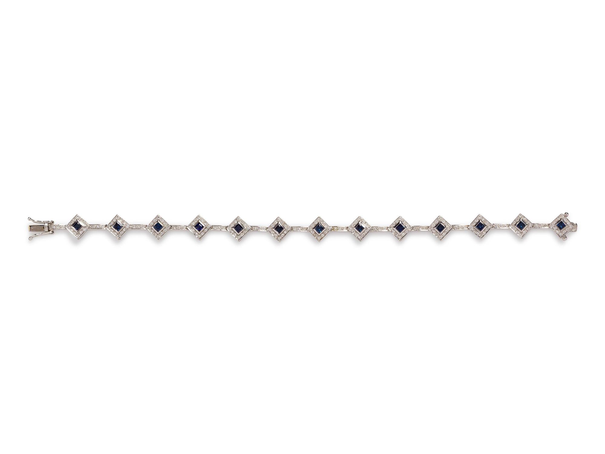 An 18 Karat White Gold, Sapphire and Diamond Bracelet,
