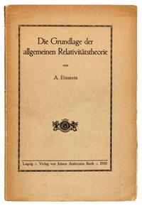 EINSTEIN, Albert (1879-1955). Die Grundlage der allgemeinen Relativitätstheorie. Leipzig: Johann Ambrosius Barth, 1916.