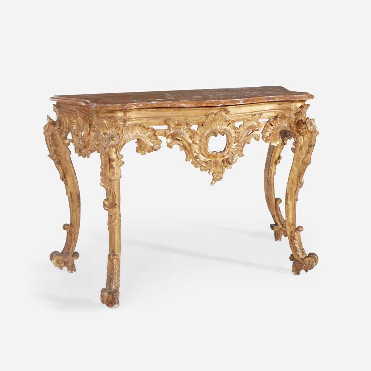 An Italian Rococo Carved Giltwood Console Table circa 1740