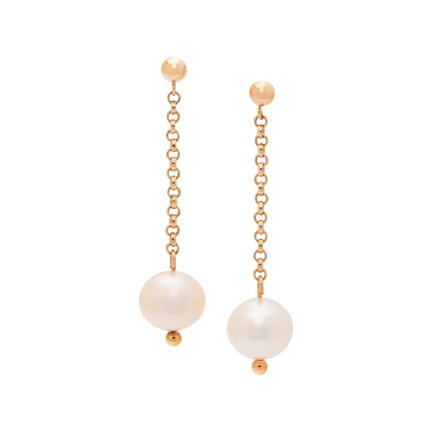 YELLOW GOLD AND CULTURED PEARL EARRINGS
