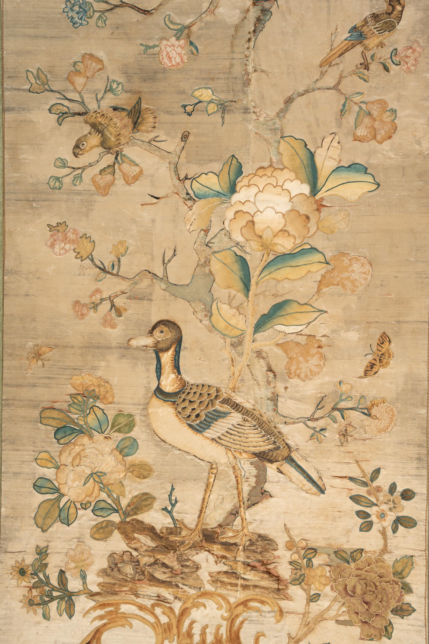 A Pair of Italian Silk and Needlework Panels