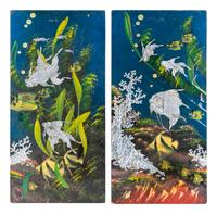 A Pair of Contemporary Abalone-Inlaid Fish Panels