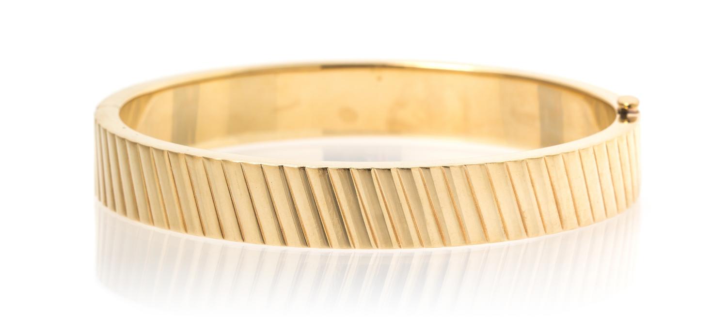 A 14 Karat Yellow Gold Bangle Bracelet, 12.70 dwts.