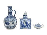 Three Chinese Blue and White Porcelain Articles