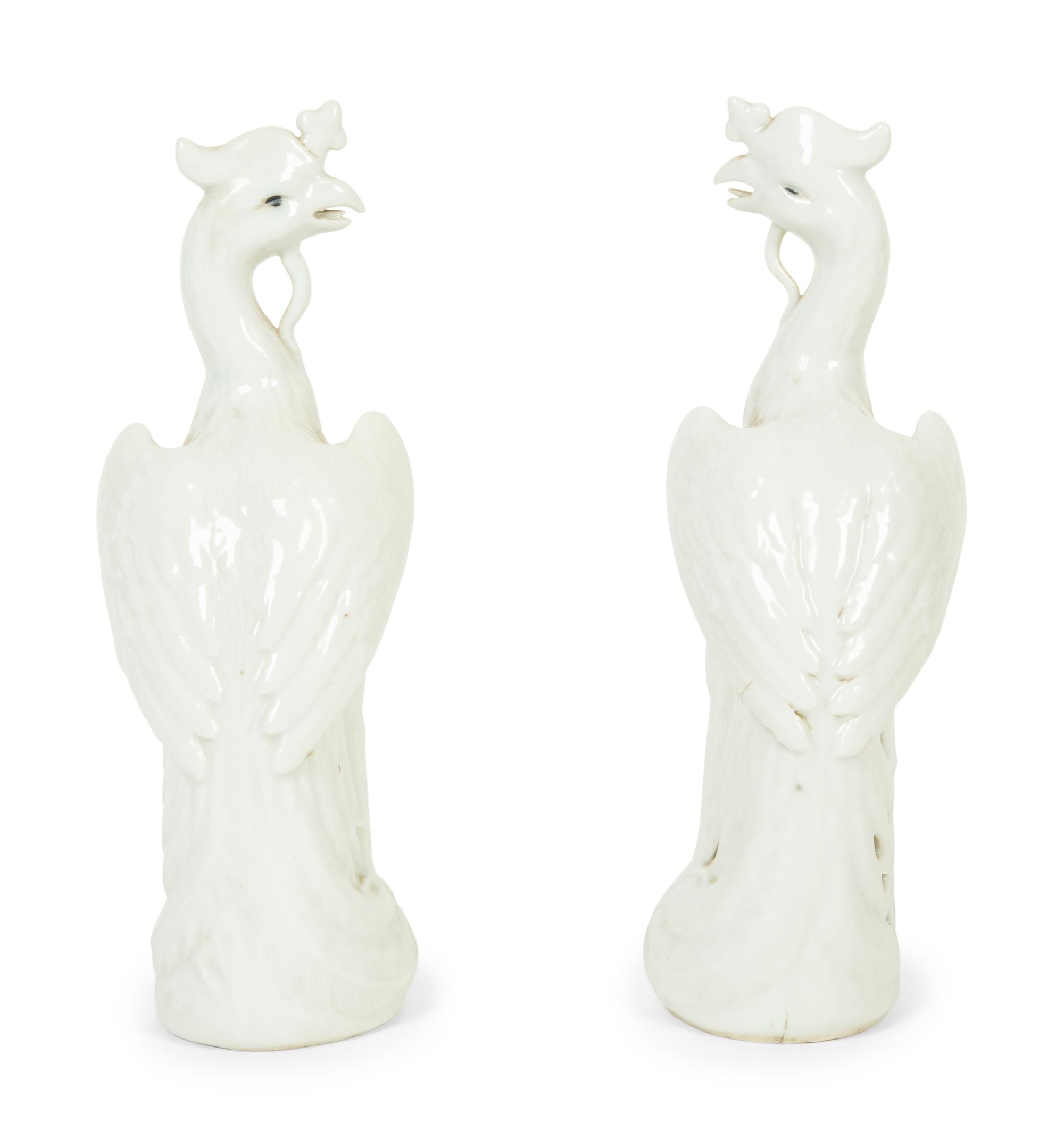A Pair of Chinese Export Blanc de Chine Phoenix Birds — 20TH CENTURY