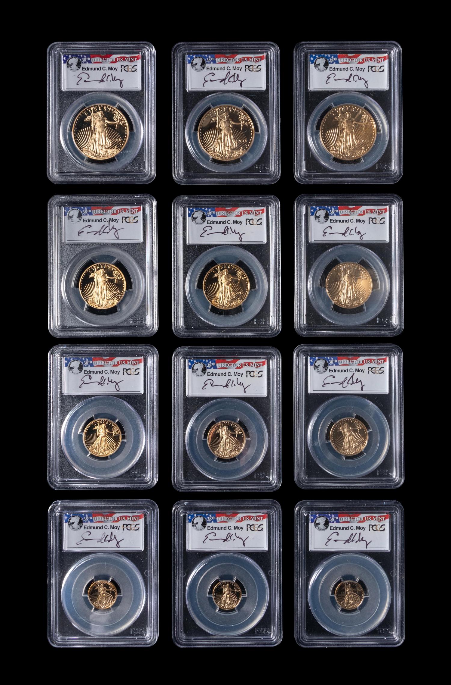 Three 2015-W Gold Eagle Four-Coin Proof Sets (PCGS PF70 DCAM) (12 Coins Total)