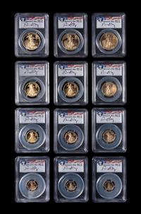 Three 2015-W Gold Eagle Four-Coin Proof Sets (PCGS PF70 DCAM) (12 Coins Total)