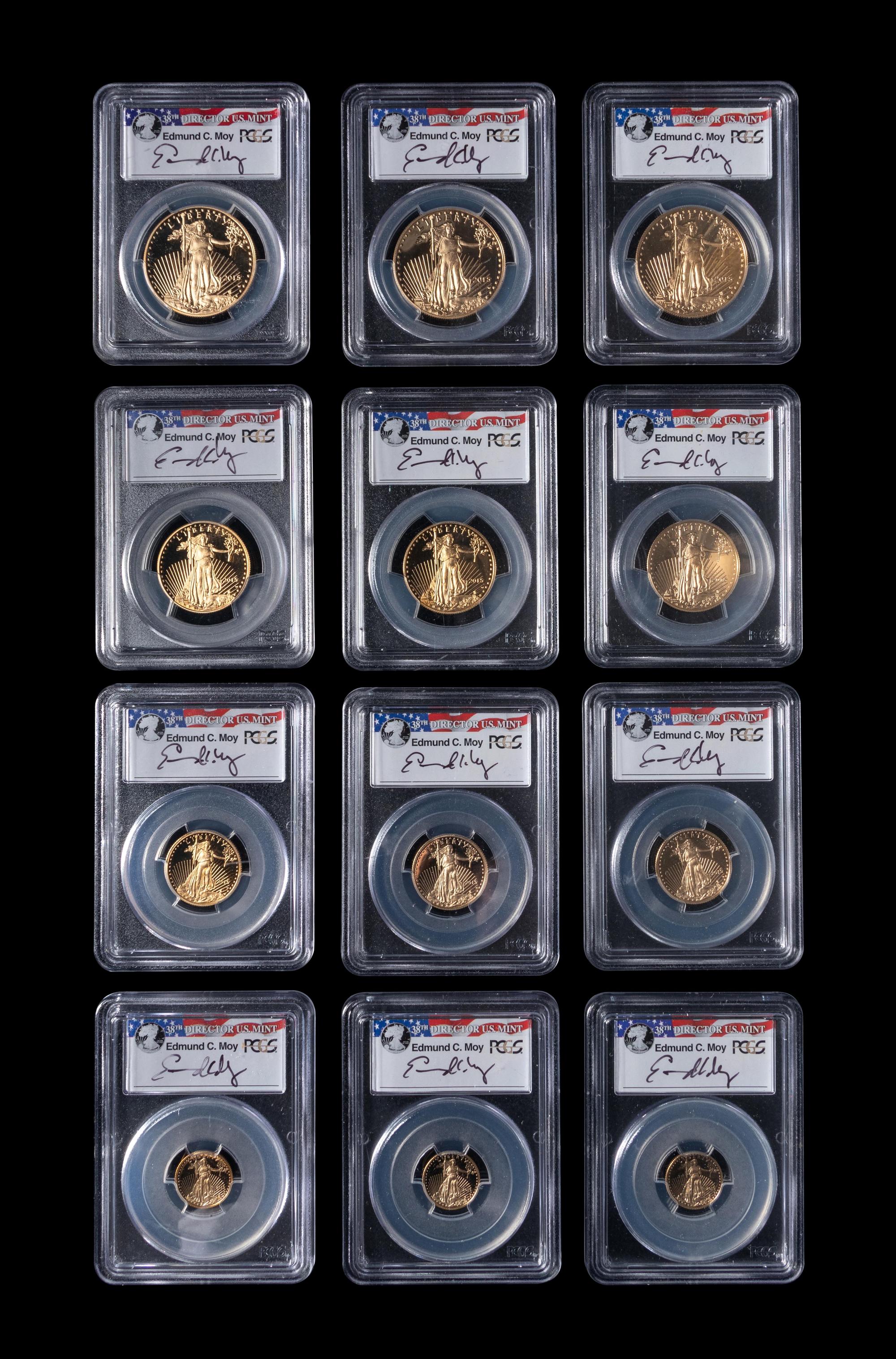 Three 2015-W Gold Eagle Four-Coin Proof Sets (PCGS PF70 DCAM) (12 Coins Total)