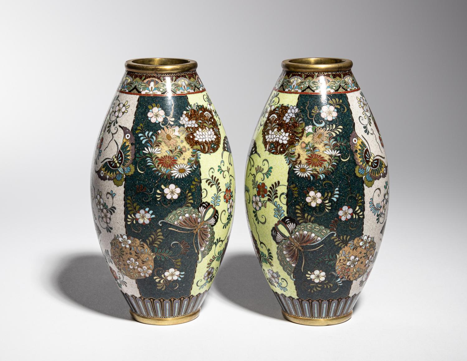 A Pair of Japanese Cloisonné Vases