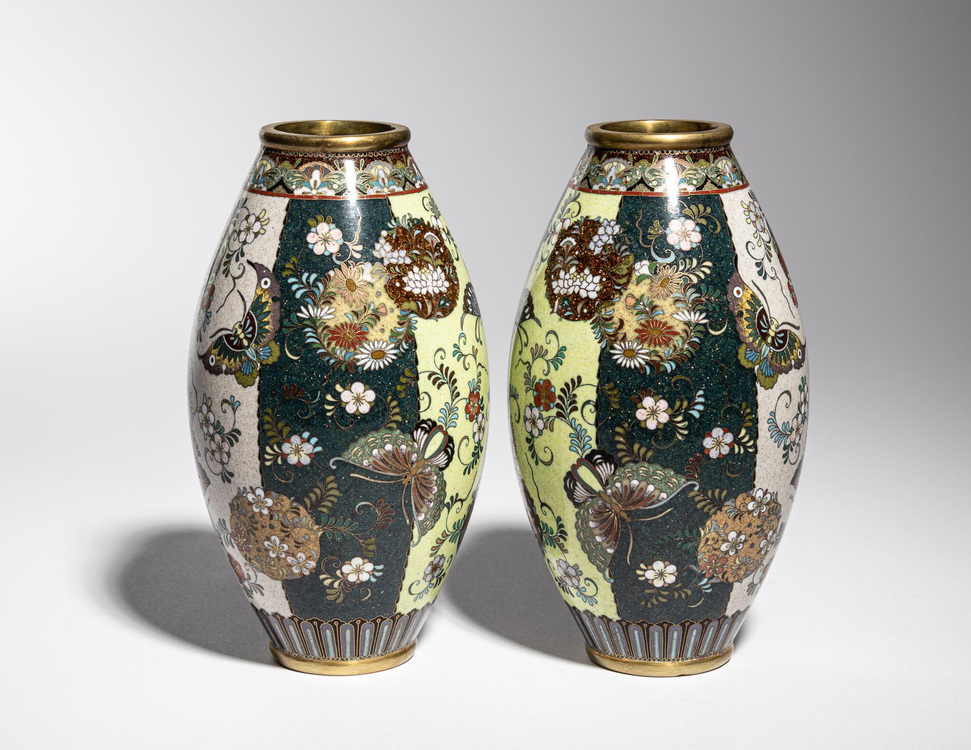 A Pair of Japanese Cloisonné Vases