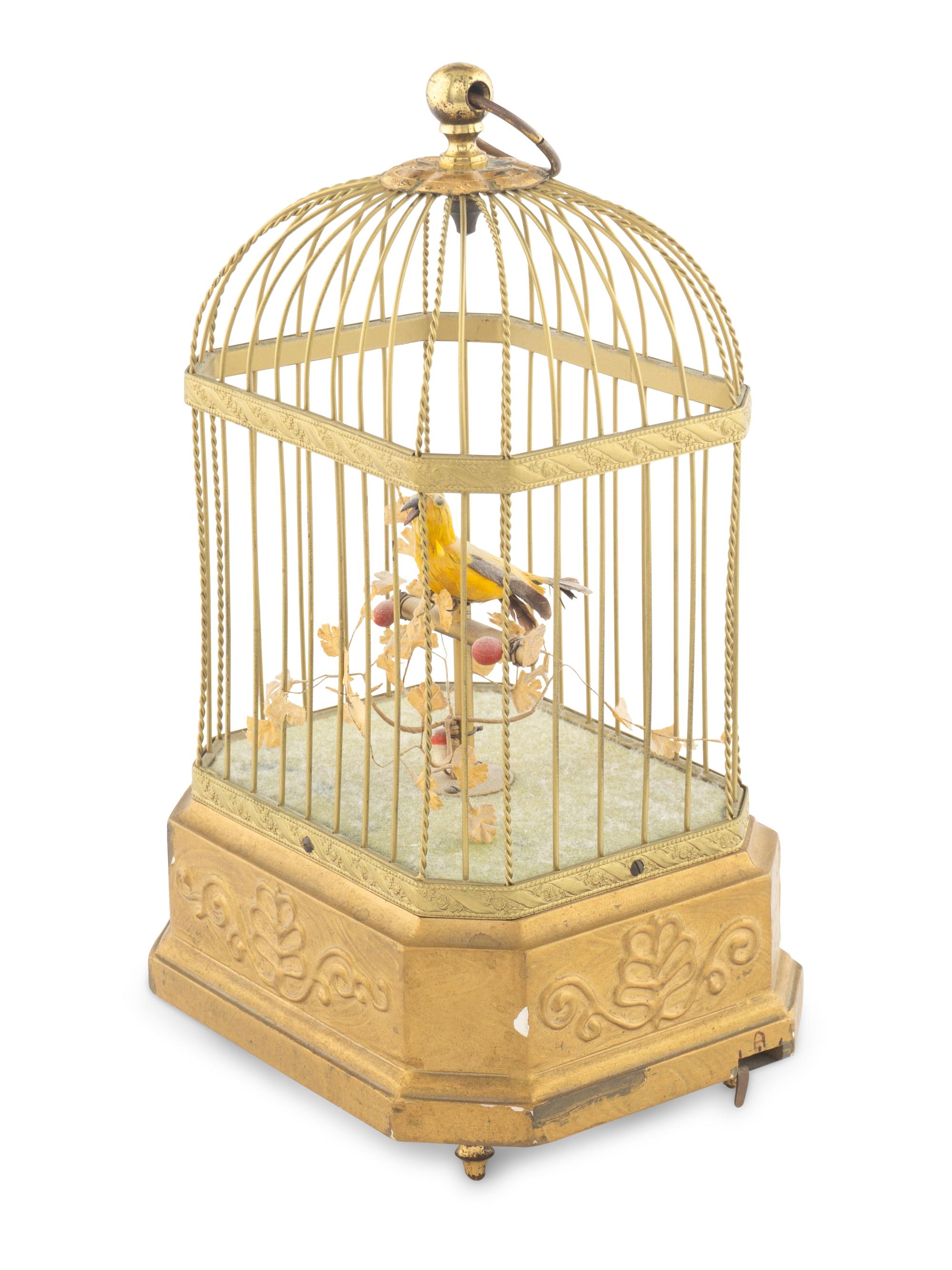 A German Gilt Metal Singing Birdcage Automaton