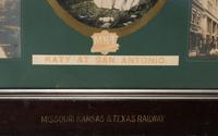 [TRANSPORTATION - RAILROAD]. Missouri, Kansas, & Texas Railway display featuring photographs of San Antonio, Texas. Ca 1890s.
