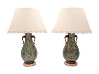 A Pair of Japanese Cloisonné Vases Mounted as Lamps