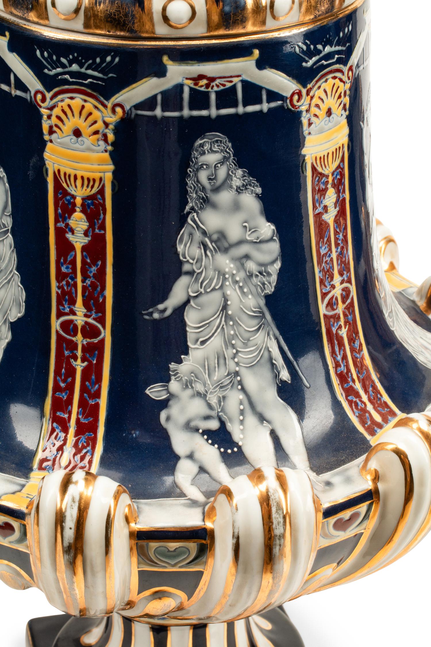 A Pair of Minton Style Porcelain Urns