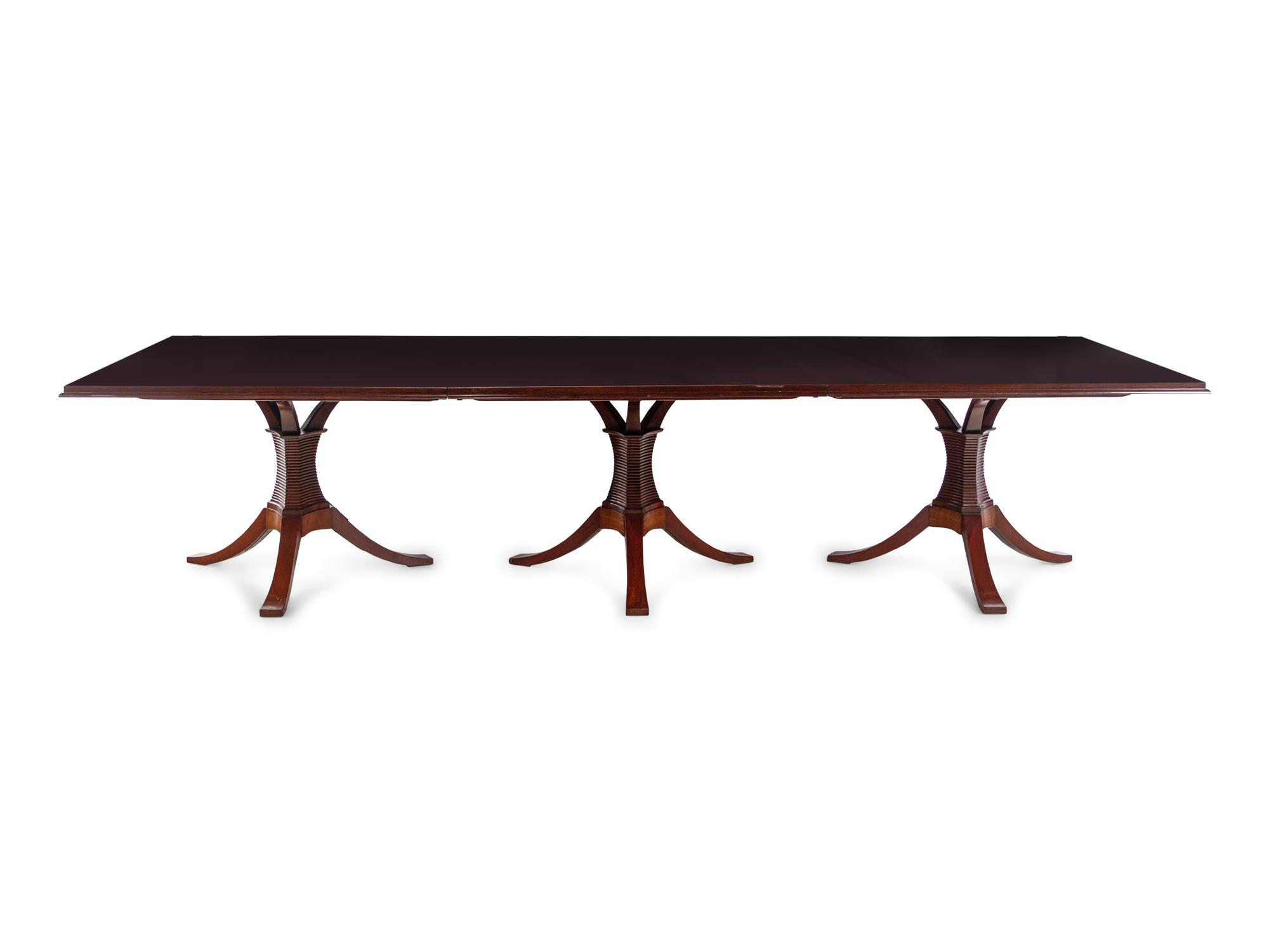 A Custom Three-Pedestal Dining Table by Cabinetmaker Robin K. DeGroot
