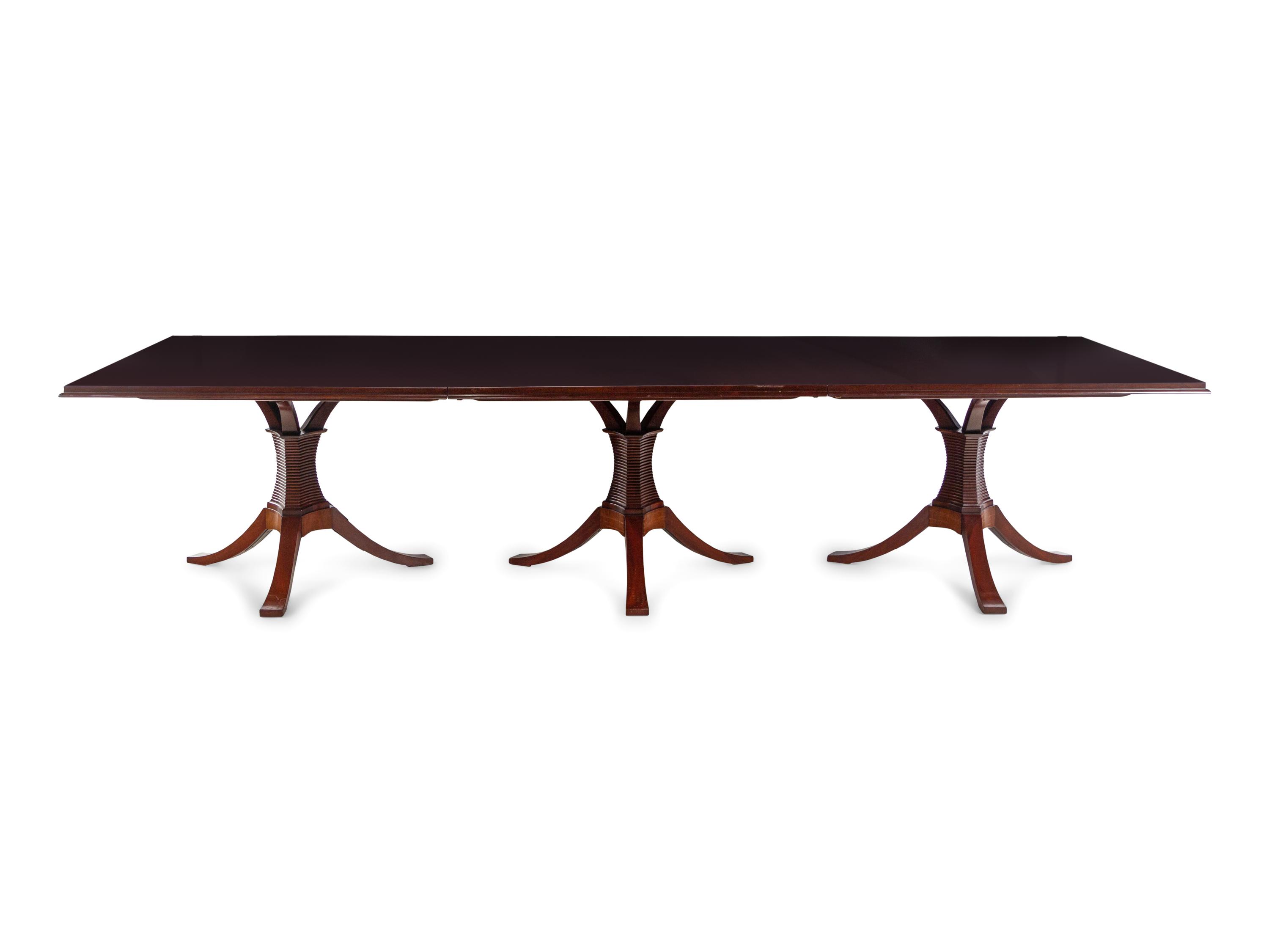 A Custom Three-Pedestal Dining Table by Cabinetmaker Robin K. DeGroot
