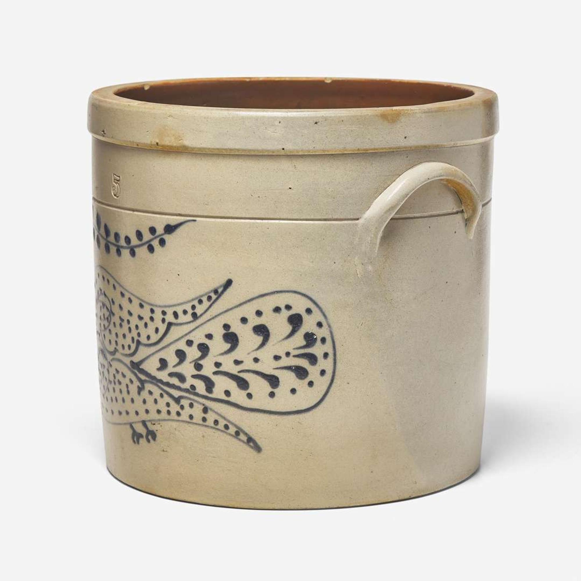 Two cobalt-decorated stoneware crocks New York and New Jersey, 19th century