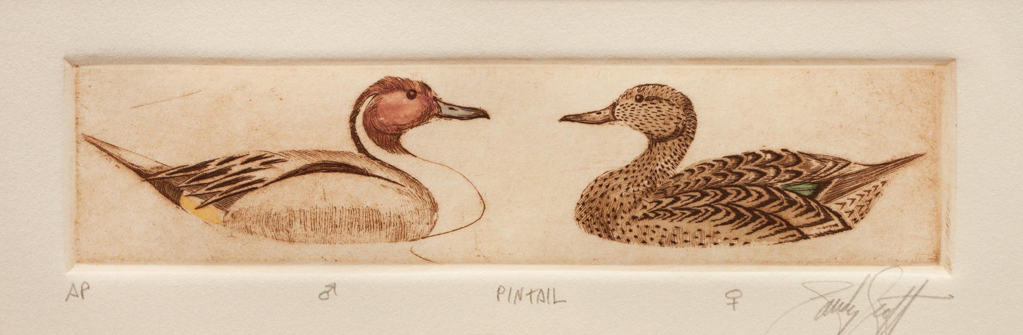 Six Framed Prints, in Four Frames: Green-Winged Teal, Artist's Proof; Goldeneye & Bluebill Decoys, edition 34/100; Black Duck, edition 28/100; together in one frame: Redhead , edition 17/100; Bluebill , edition 10/100; Pintail , Artist's Proof