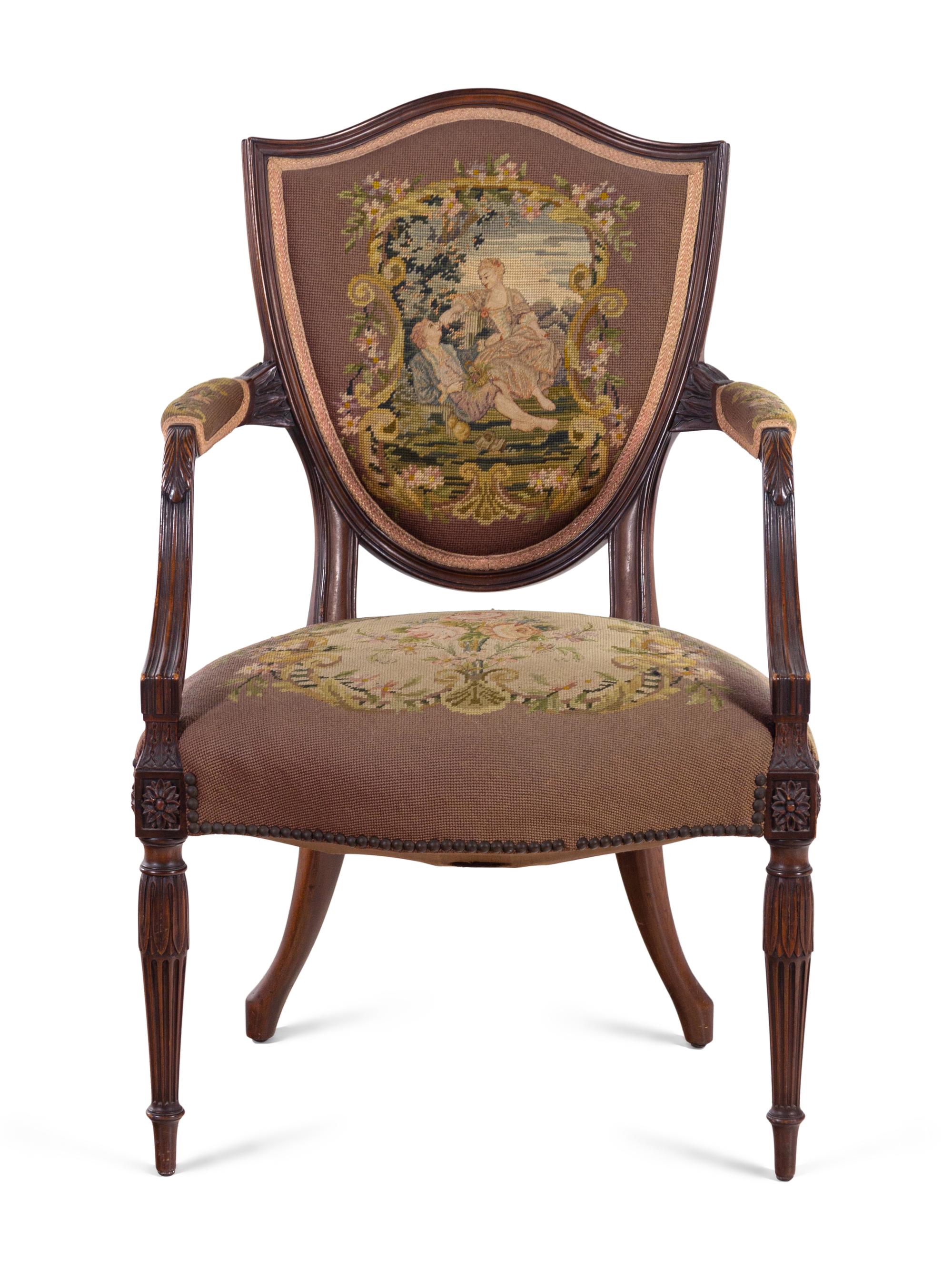 A Louis XVI Style Fauteuil with Needlepoint Upholstery