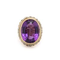 AMETHYST AND SEED PEARL RING