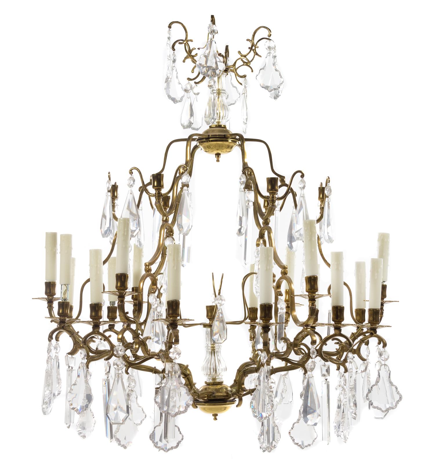 A Gilt Bronze Eighteen-Light Chandelier Height 39 inches. — 20TH CENTURY
