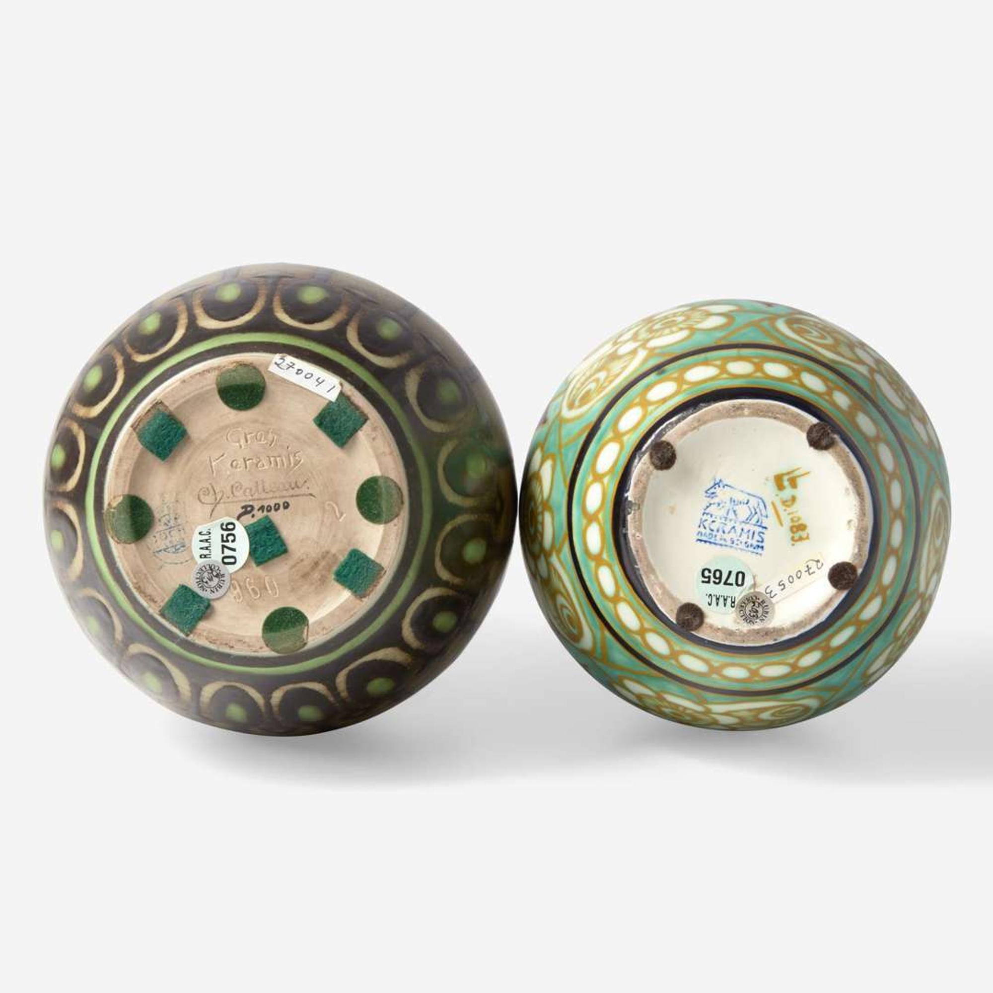 Two Art Deco glazed stoneware vases Charles Catteau (French, 1880-1966) and Léon Lambilotte, Boch Frères Keramis, Belgium, circa 1925