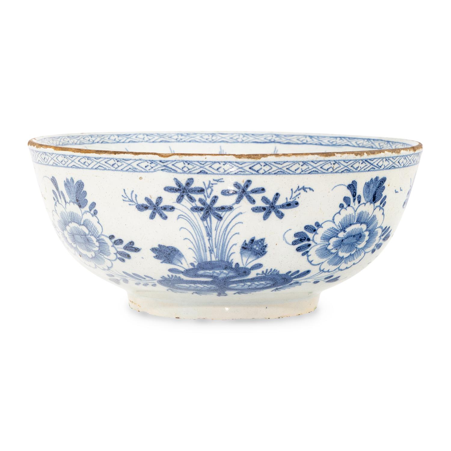 An English Delftware Blue and White Colander Bowl